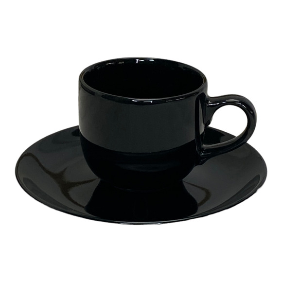 Espresso Cups & Saucers set of 4 Black - Picture 2 of 9